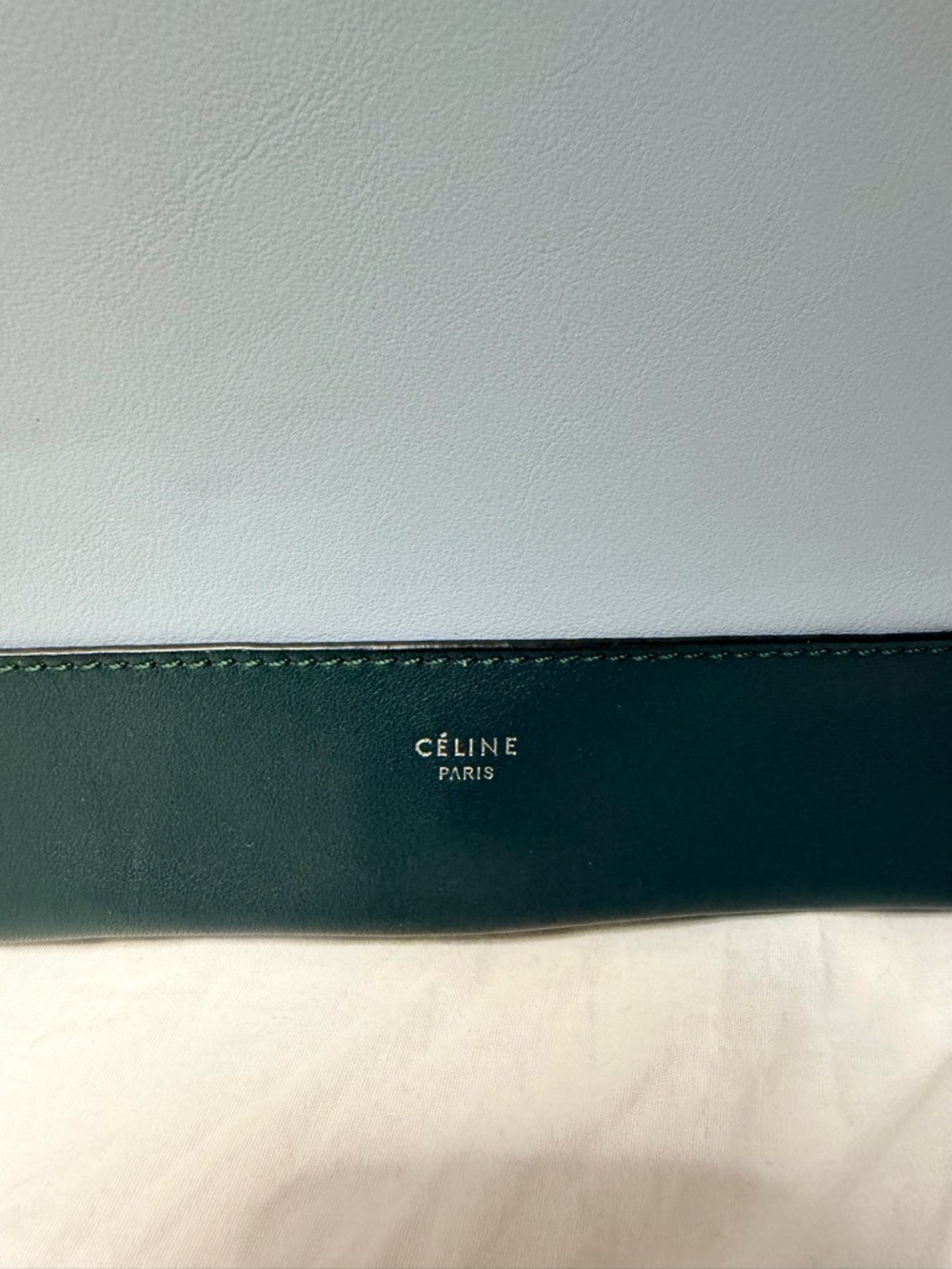 Céline Paris Two-Tone Leather Shoulder Bag - blue & Dark Green - Picture 7 of 12